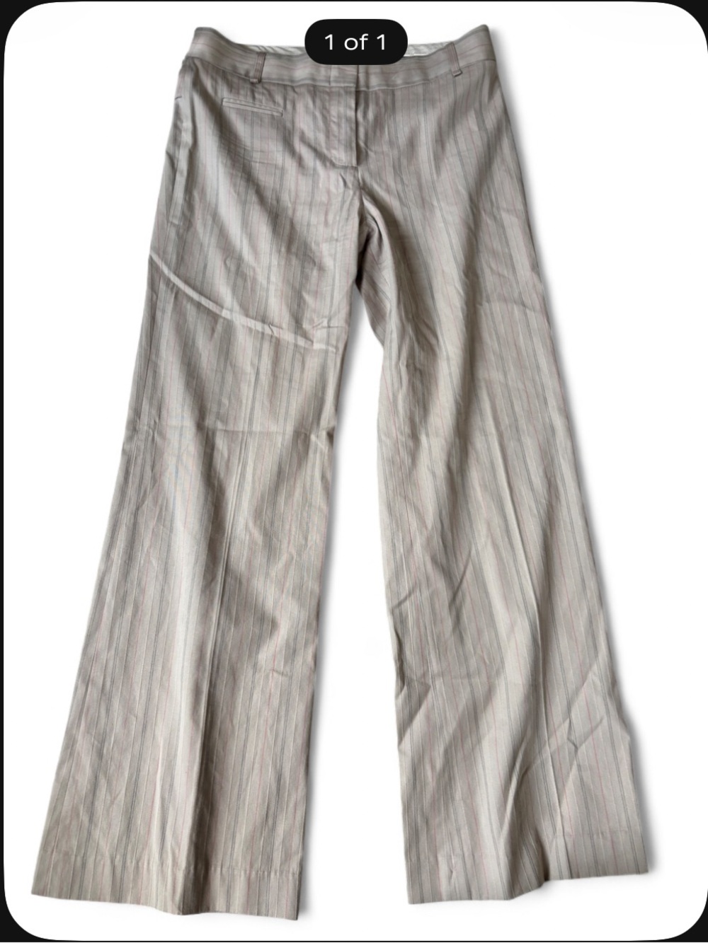 BCBGMaxAzria Light Gray Pinstriped Wide-Leg Trousers